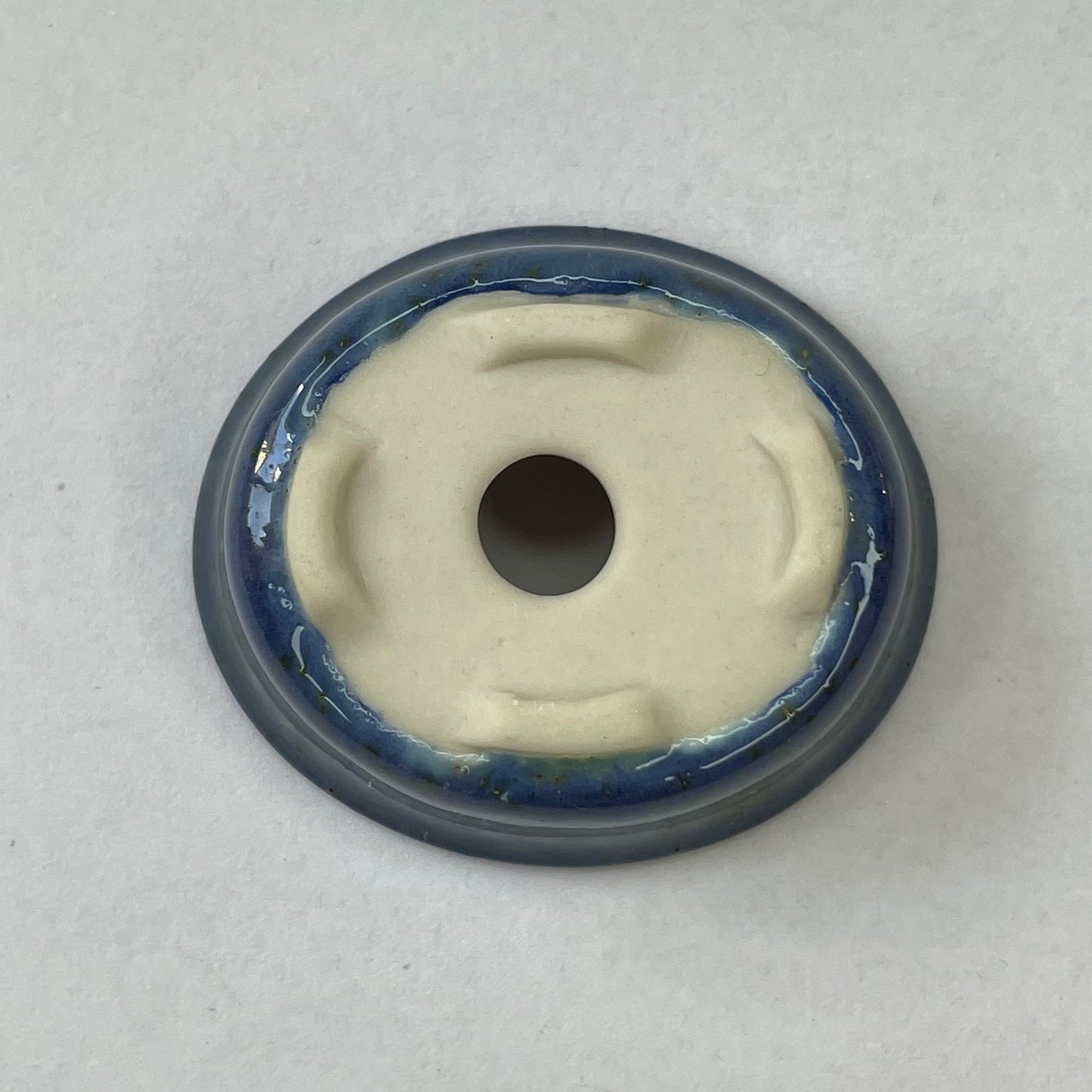 New! Tiny Oval Mame Bonsai Pot in Blue Monstera, Only 1.5 inches