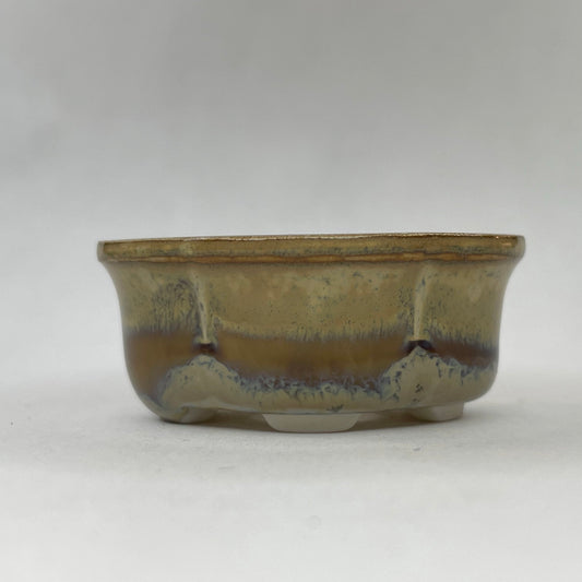 New! Tiny Rounded Oval Mame Bonsai Pot in Opal Ash, About 1.5 inches long