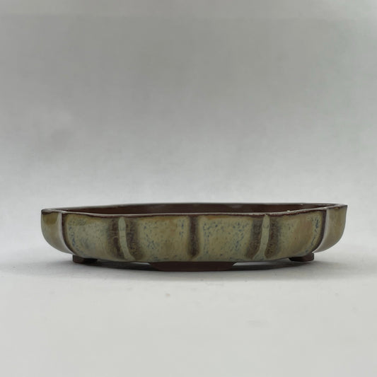 New! Tiny Shallow Decorative Mame Bonsai Pot in Chocolate Opal Lustre, Only 2.25 inches long