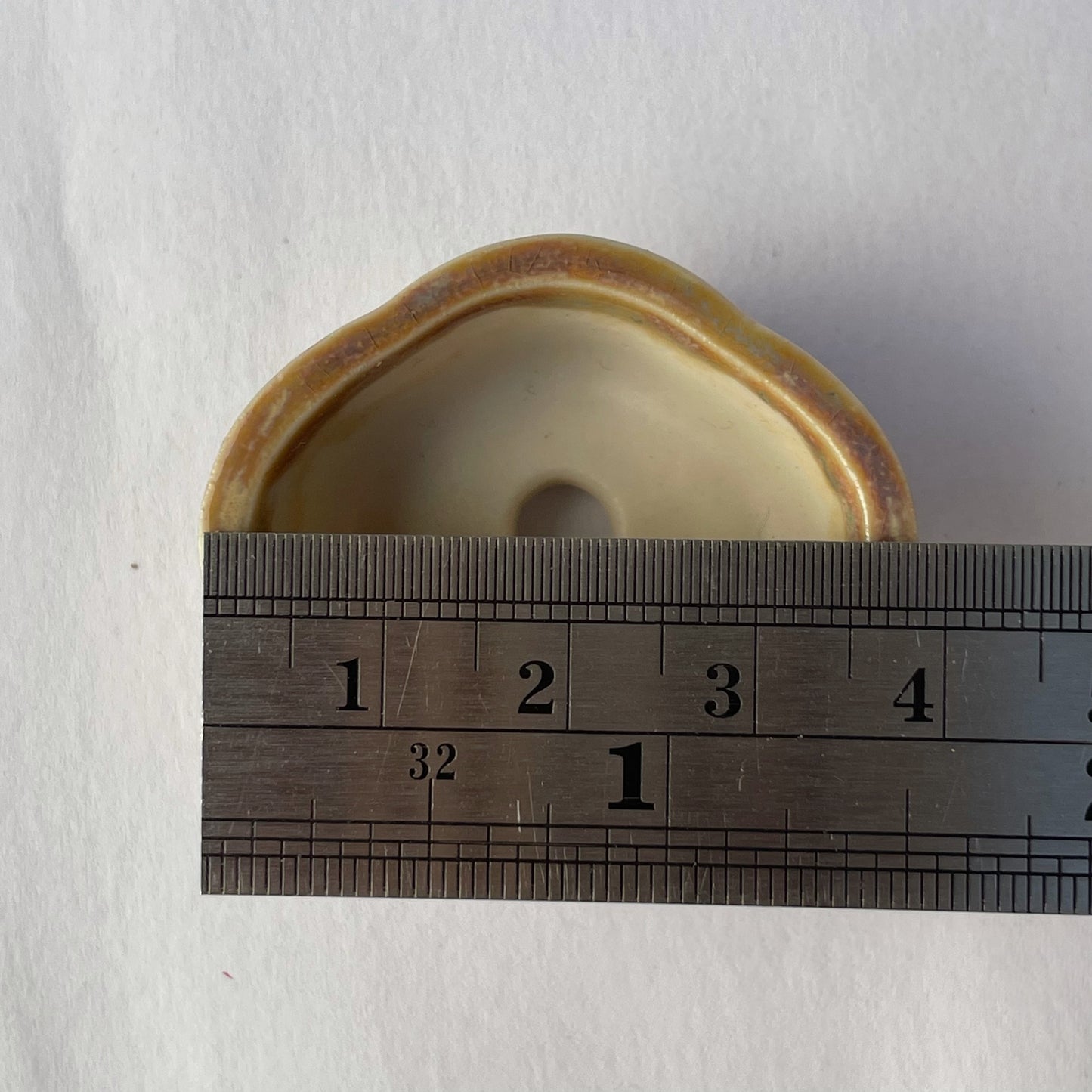 New! Tiny Rounded Oval Mame Bonsai Pot in Monet Champagne, About 1.5 inches long