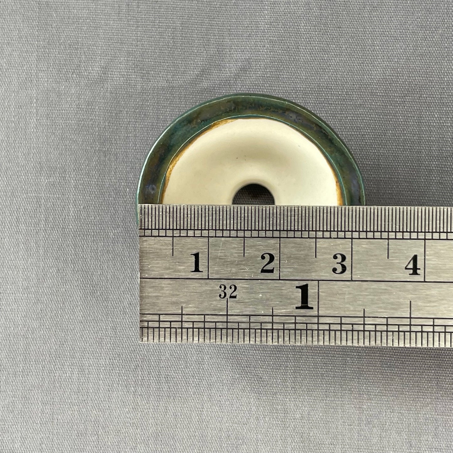 New! Tiny Flared Round Mame Bonsai Pot in Dark Teal Champagne, Less than 1.25 inches wide