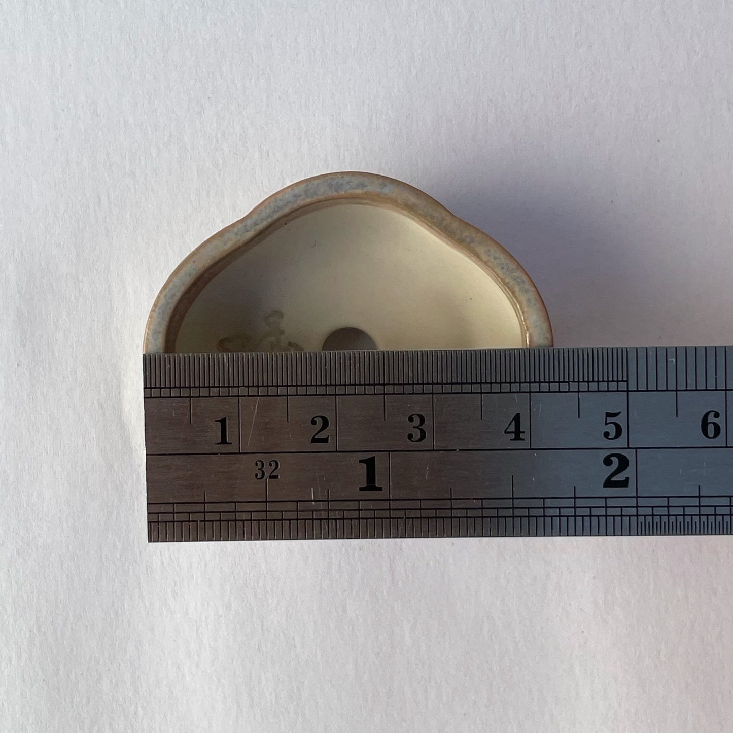 New! Tiny Rounded Oval Mame Bonsai Pot in Gray Pearl, Less than 1.75 inches long