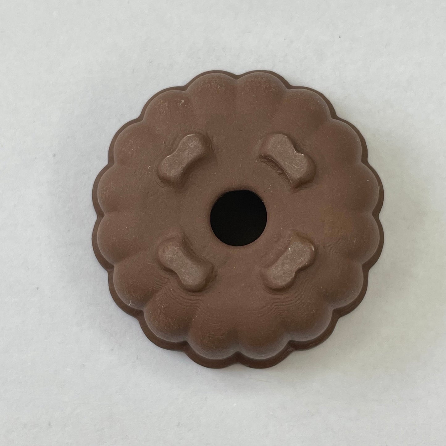 Tiny Unglazed Round Scalloped Mame Bonsai Pot in Chocolate Porcelain, Less than 1.75 inches wide