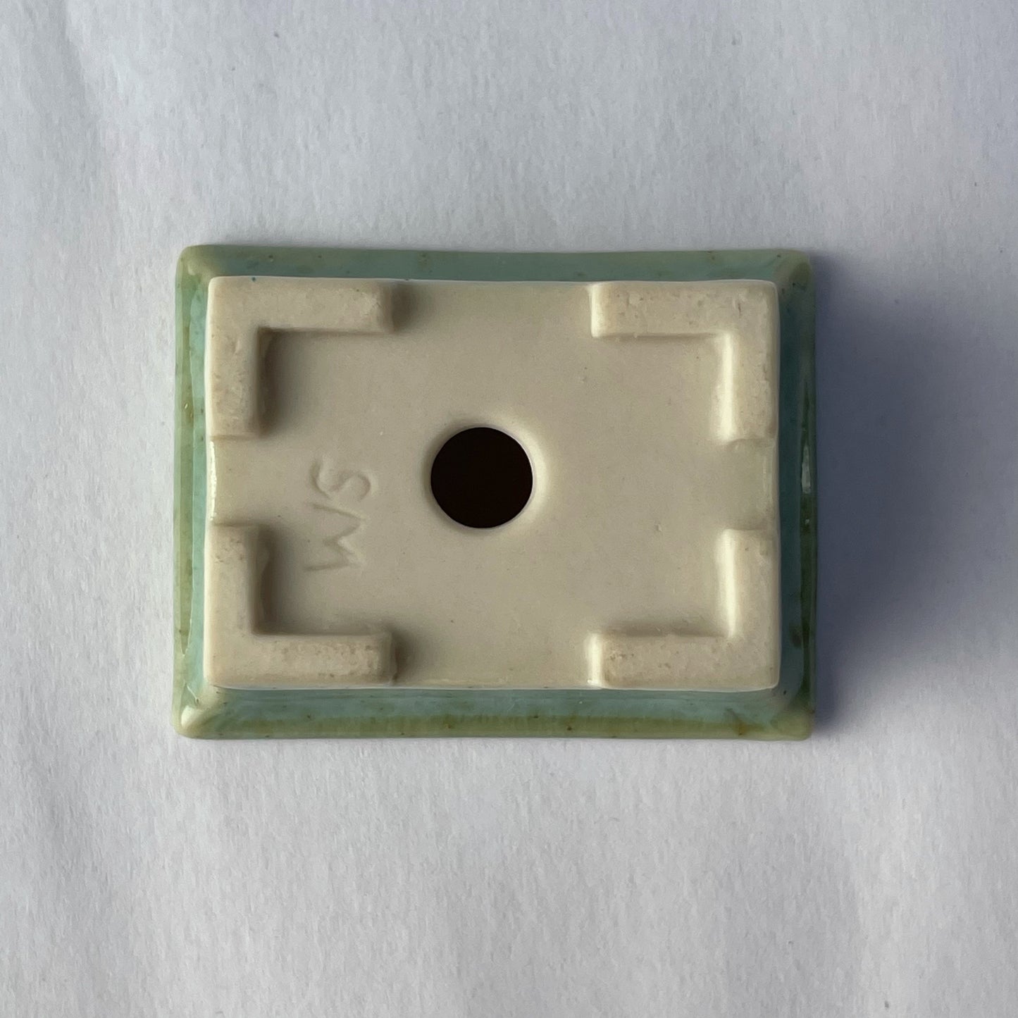 New! Tiny Rectangle Mame Bonsai Pot in Mint Chip, Only 1.5 inches long