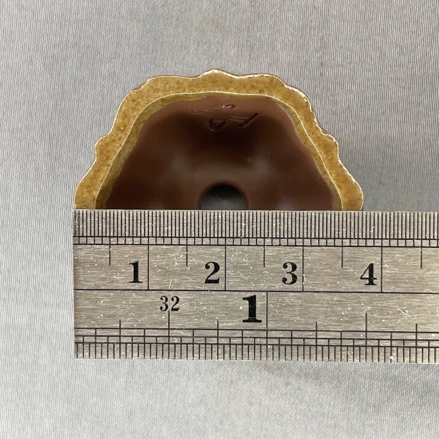 New! Tiny Flower Shaped Mame Bonsai Pot in Champagne Chocolate, About 1.5 inches wide
