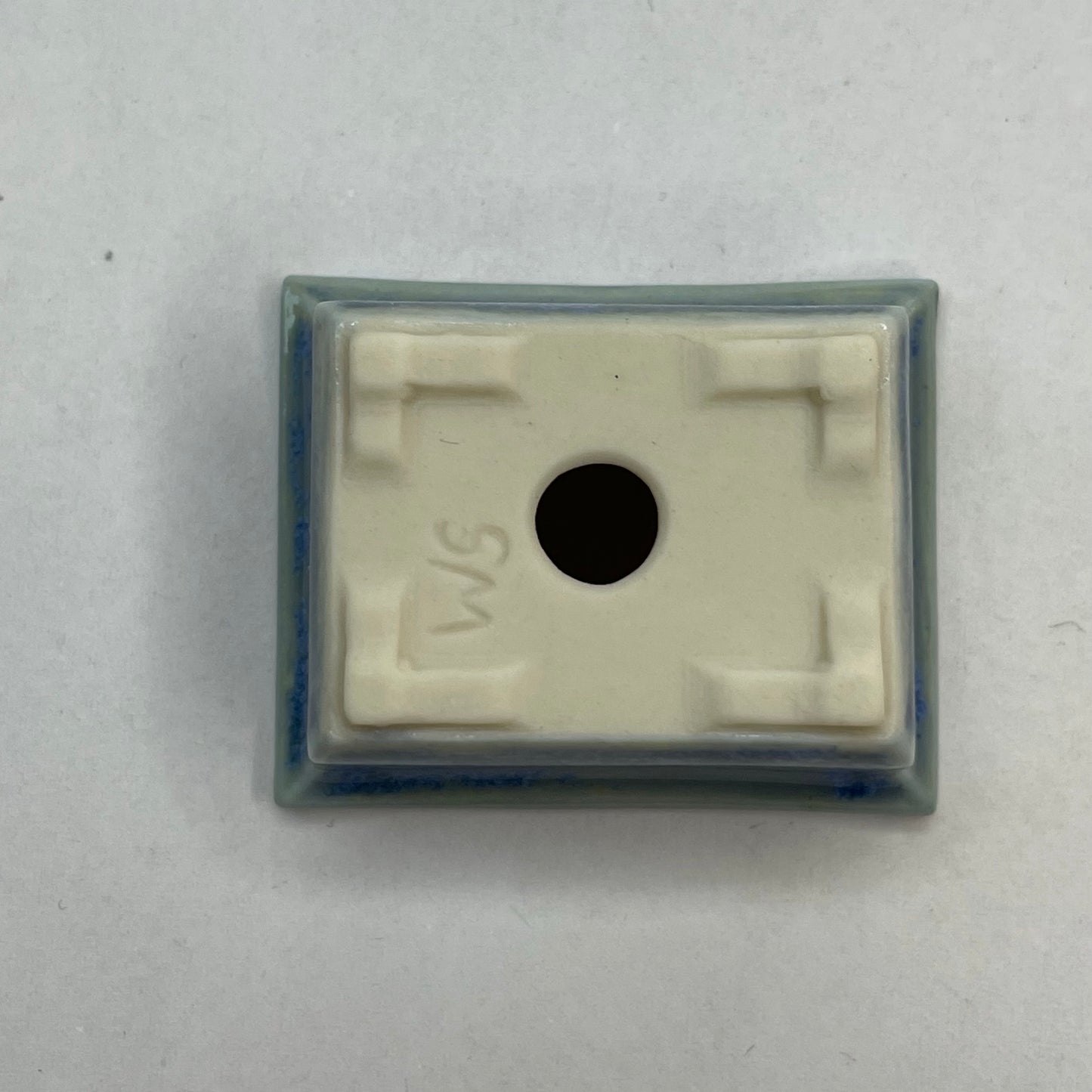 Tiny Rectangle Mame Bonsai Pot in Cerulean, Less than 1.5 inches long