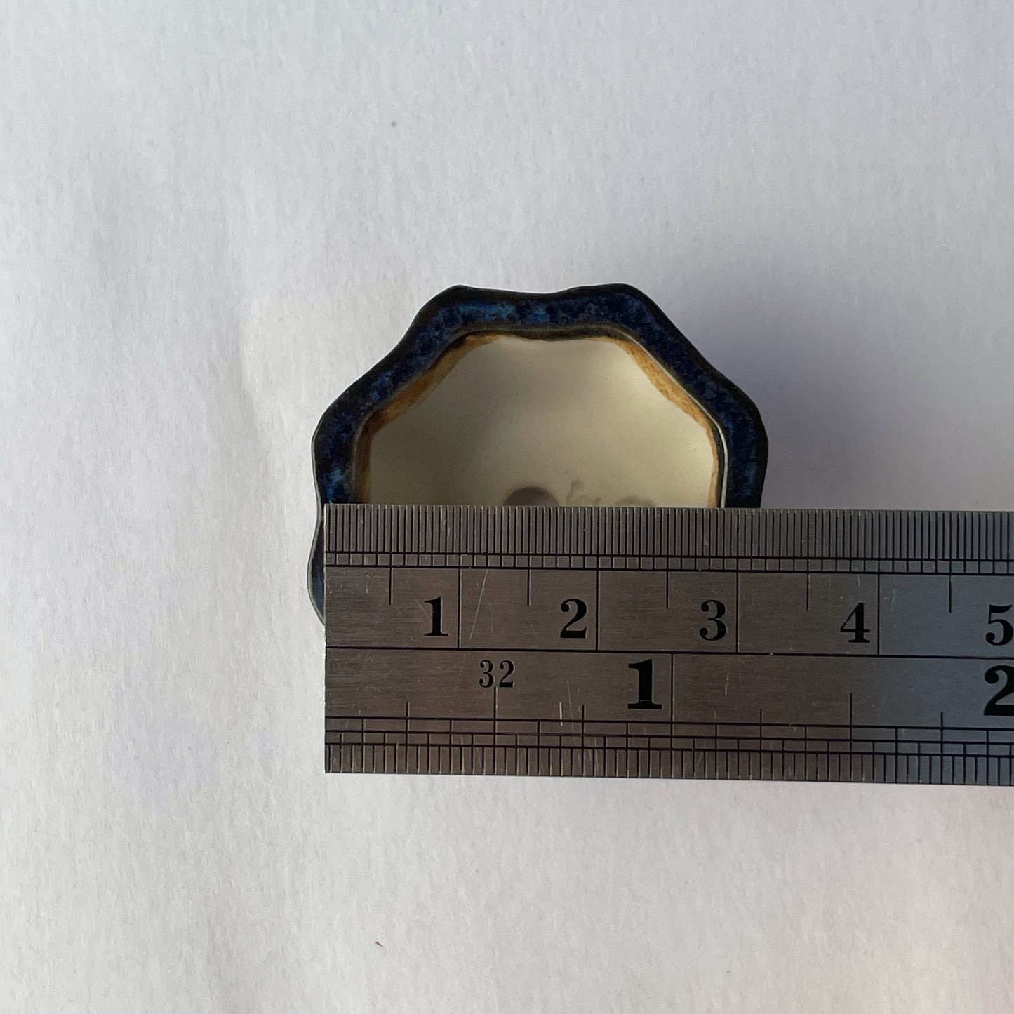 New! Tiny Flower-Shaped Mame Bonsai Pot in Blue Champagne, Less than 1.5 inches wide
