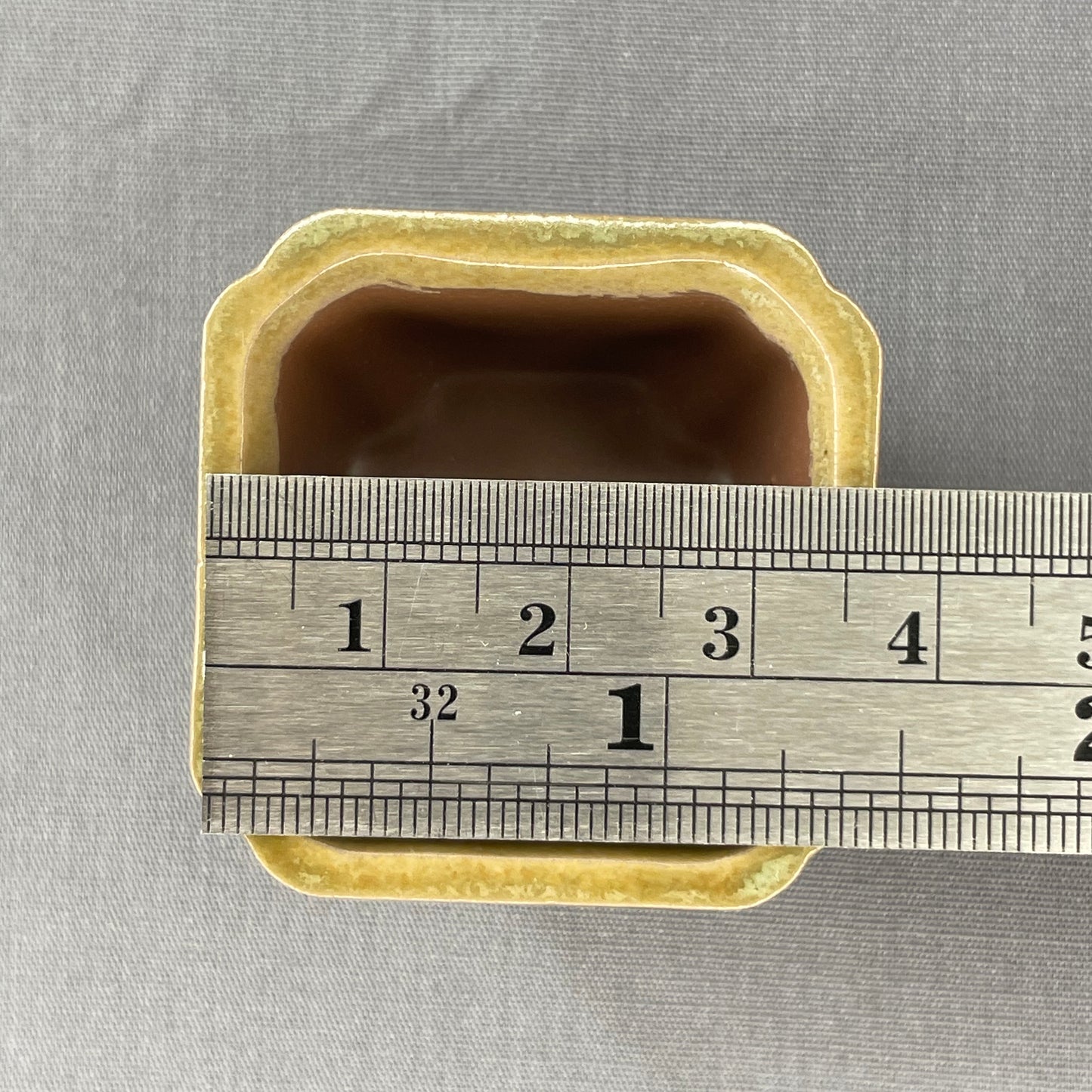 New! Tiny Square Mame Bonsai Pot in Matte Micro Jade, About 1.5 inches wide