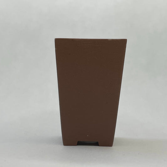 Tiny Cascade Mame Bonsai Pot in Chocolate Porcelain, Less than 1.75 inches tall