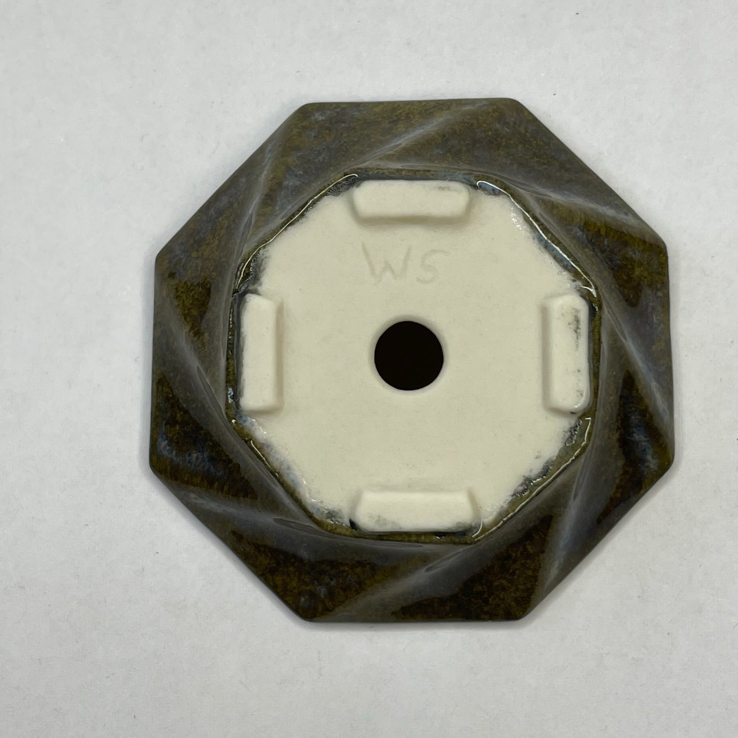 Tiny Spiral Octagon Mame Bonsai Pot in Black Pearl, Only 2 inches wide