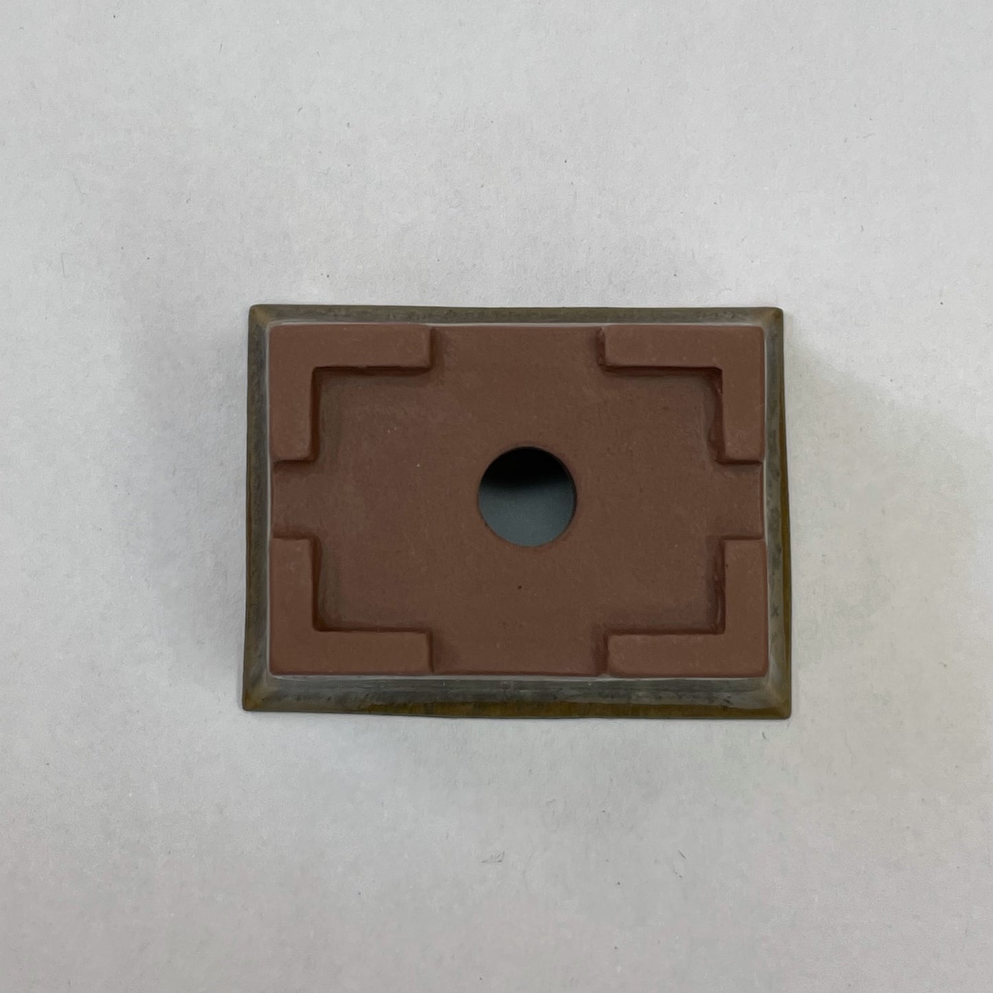 New! Tiny Rectangle Mame Bonsai Pot in Chocolate Ash, a little wider than 1.5 inches