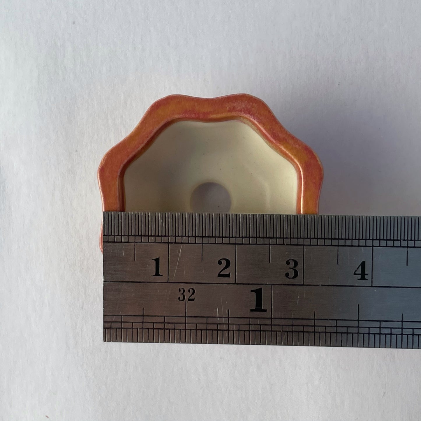 Tiny Flower-Shaped Mame Bonsai Pot in Rose Opal Lustre, Less than 1.5 inches wide