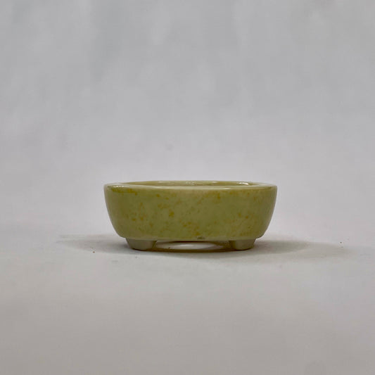 Super-Tiny Round Mame Bonsai Pot in Lichen, About 1 inch wide