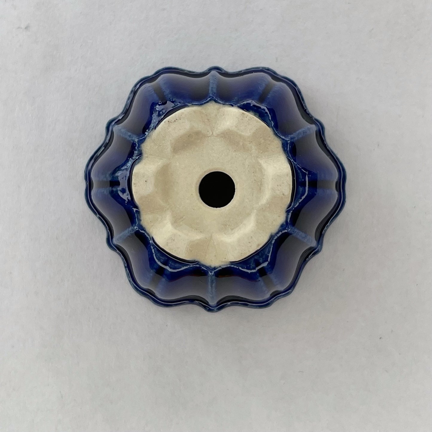 New! Tiny Flower-Shaped Mame Bonsai Pot in Sapphire, About 1.5 inches wide