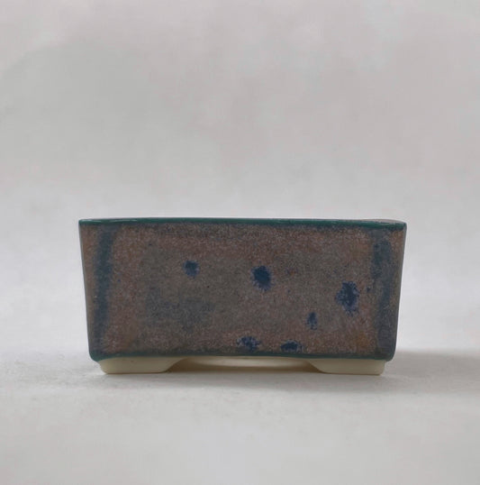 New! Tiny Rectangle Mame Bonsai Pot in Lavender Aster, About 1.25 inches wide