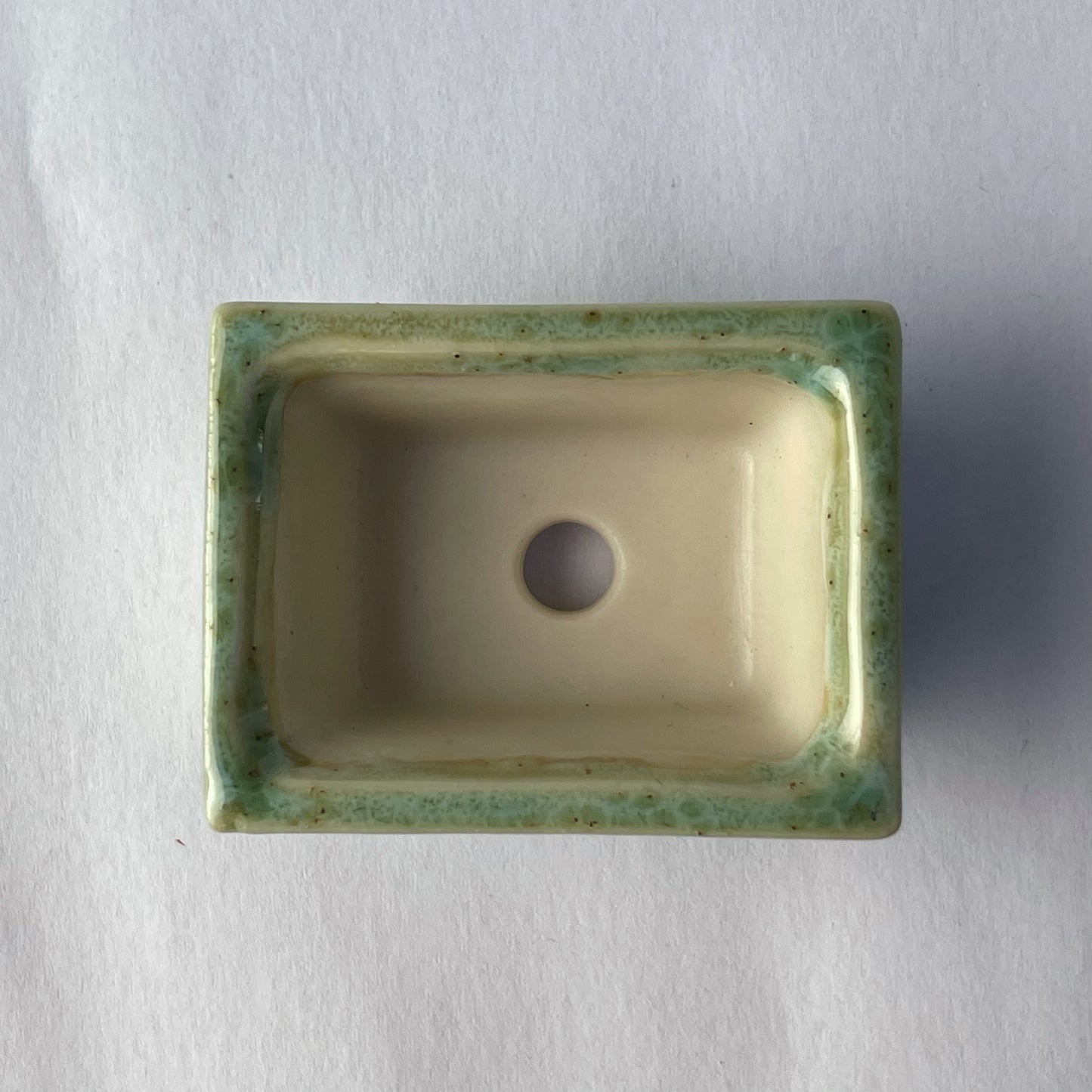 New! Tiny Rectangle Mame Bonsai Pot in Mint Chip, Only 1.5 inches long