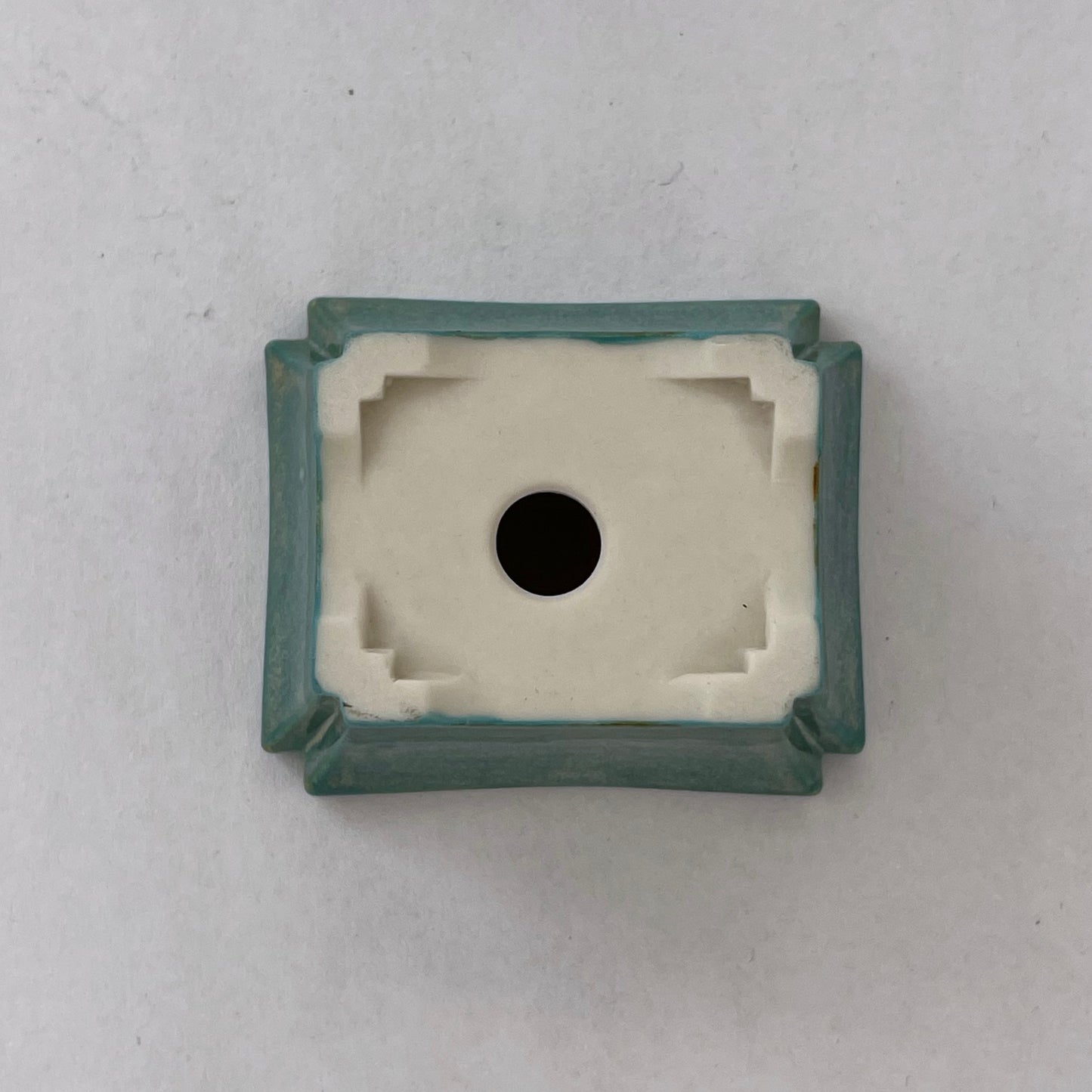 New! Tiny Flared Rectangle Mame Bonsai Pot in Turquoise Opal Lustre, about 1.5 inches wide