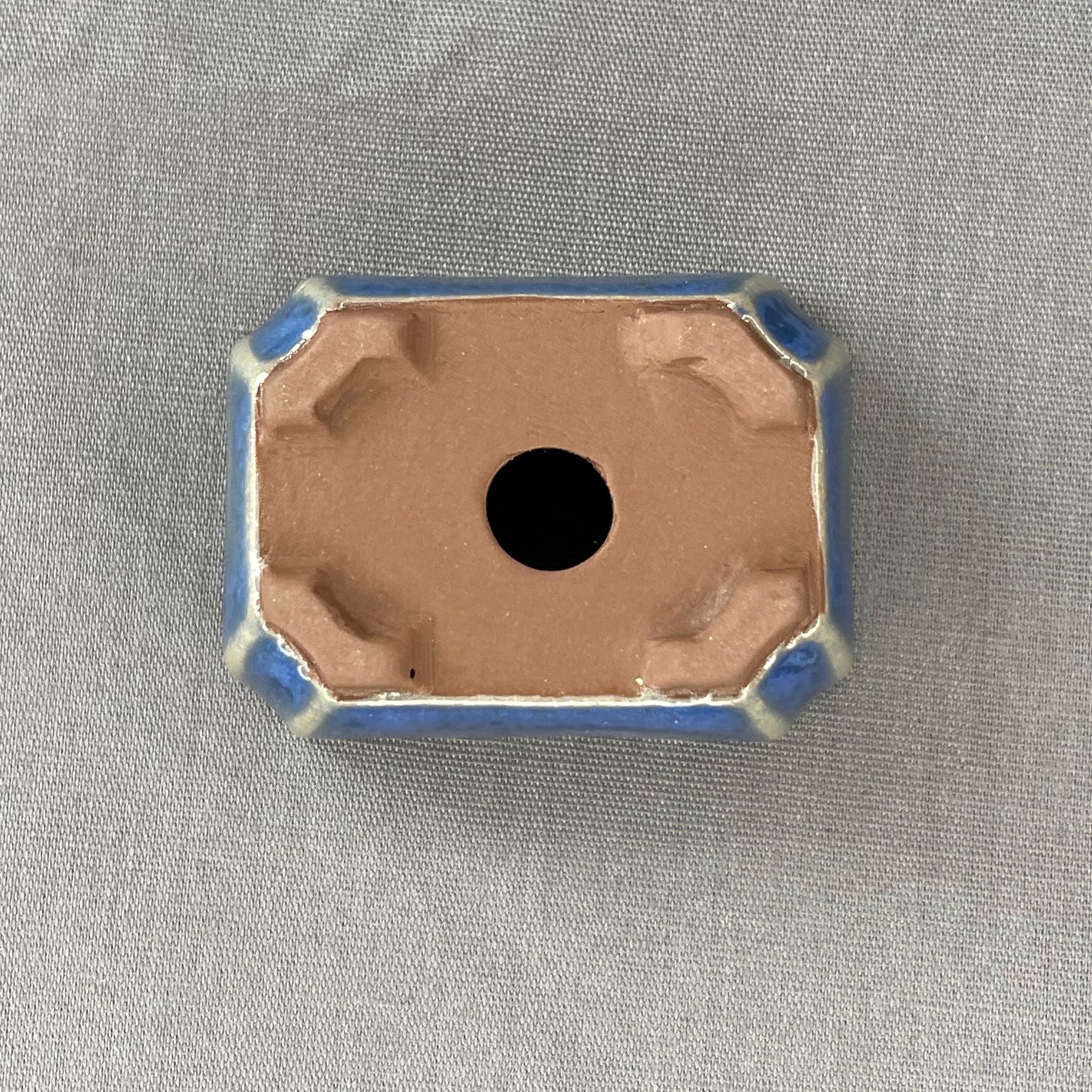 New! Tiny Rectangle Mame Bonsai Pot in Matte Denim, Less than 1.5 inches wide