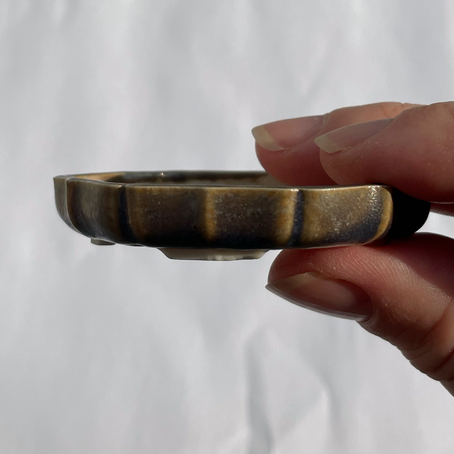 New! Tiny Shallow Decorative Mame Bonsai Pot in Micro Ash, Only 2.25 inches long