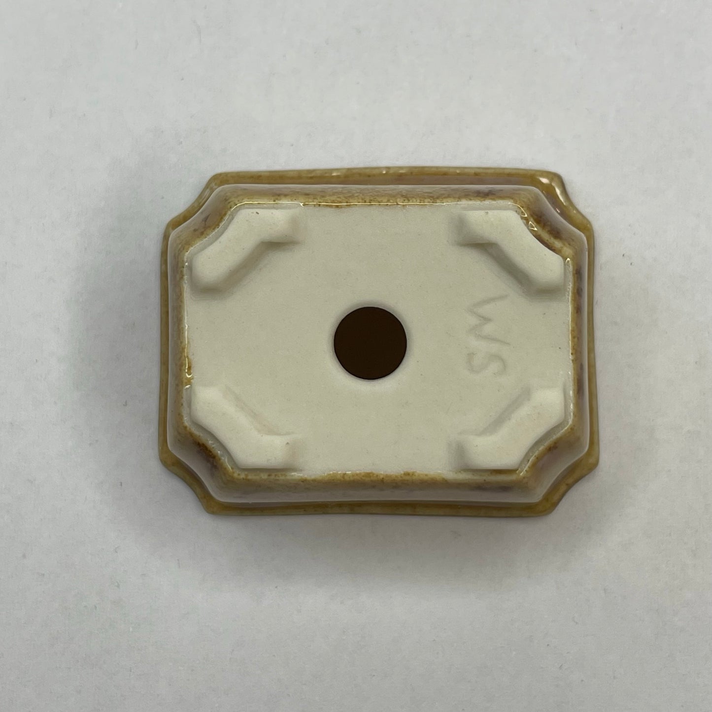 Tiny Rectangle Mame Bonsai Pot in Champagne, About 1.5 inches long