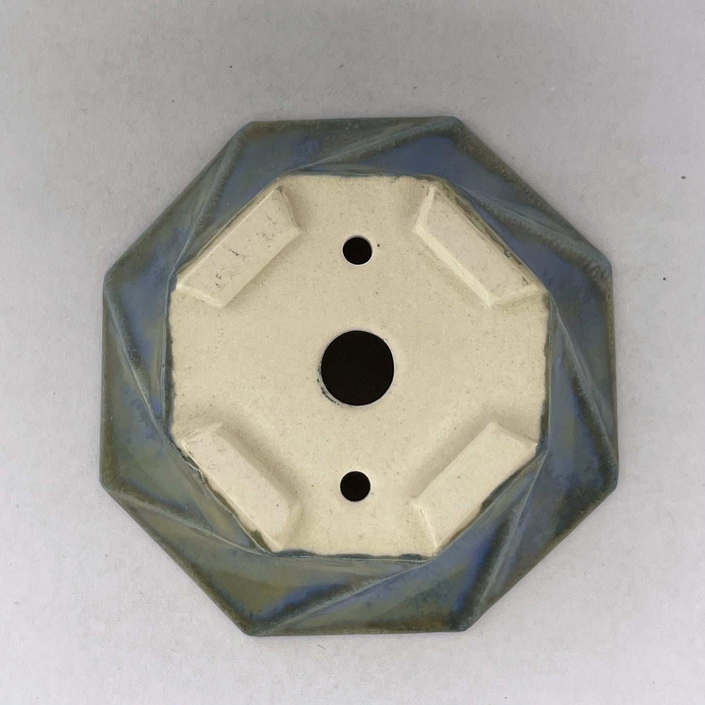 New! Tiny Spiral Octagon Mame Bonsai Pot in Oyster, Only 2 inches wide