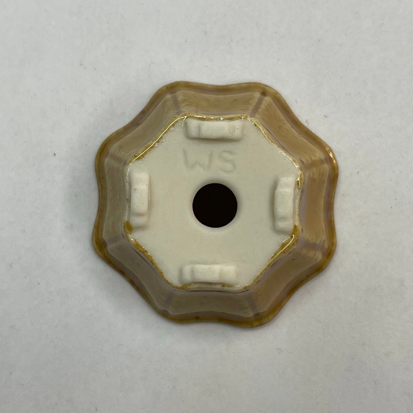 Tiny Flower-Shaped Mame Bonsai Pot in Champagne, Less than 1.5 inches wide