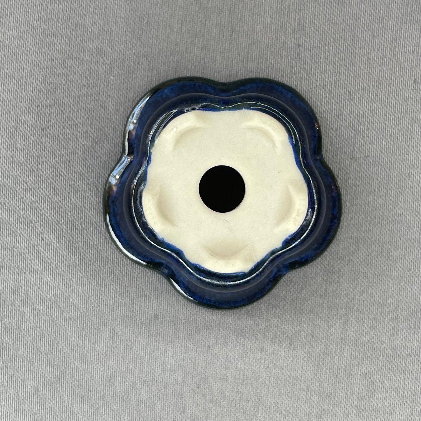 Brand-New! Tiny Flower-Shaped Mame Bonsai Pot in Galaxy Blue, Less than 1.5 inches wide