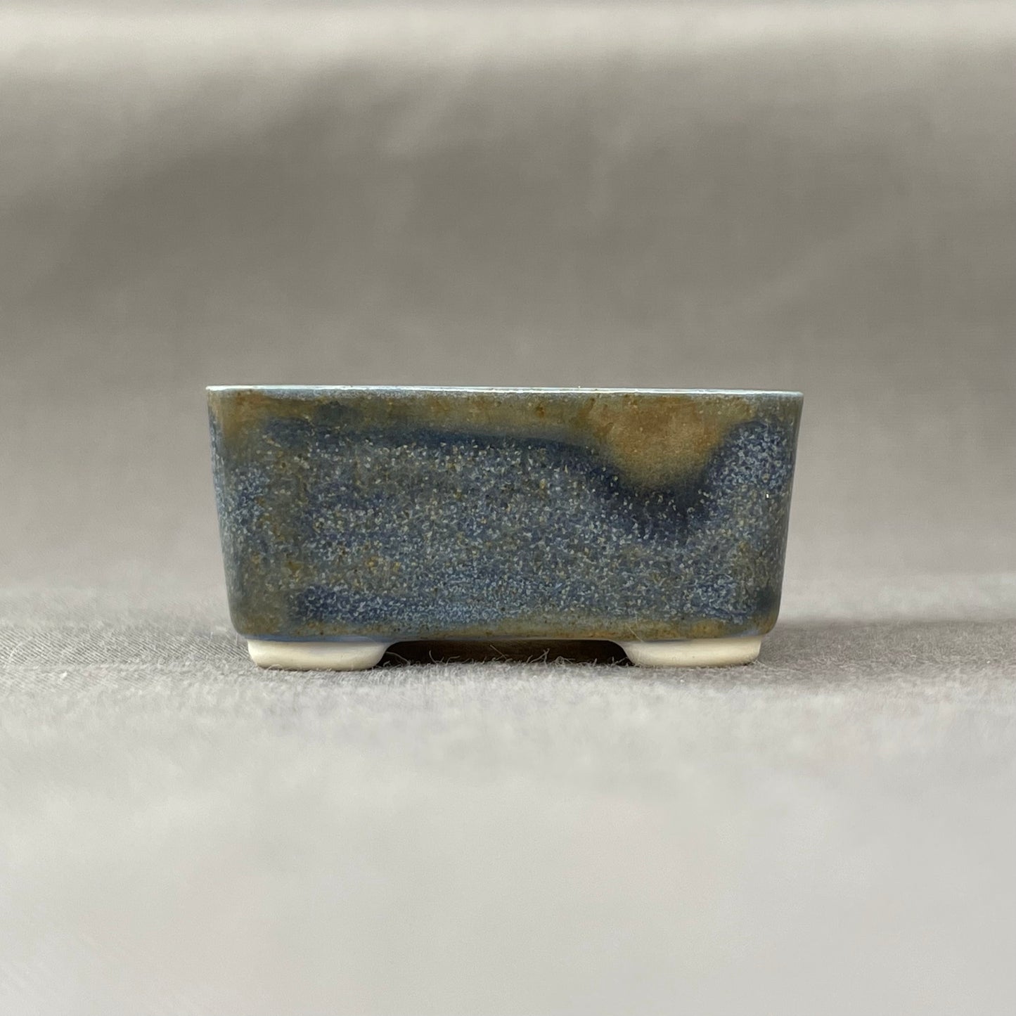 New! Tiny Square Mame Bonsai Pot in Deep Blue Champagne, Less than 1.5 inches wide