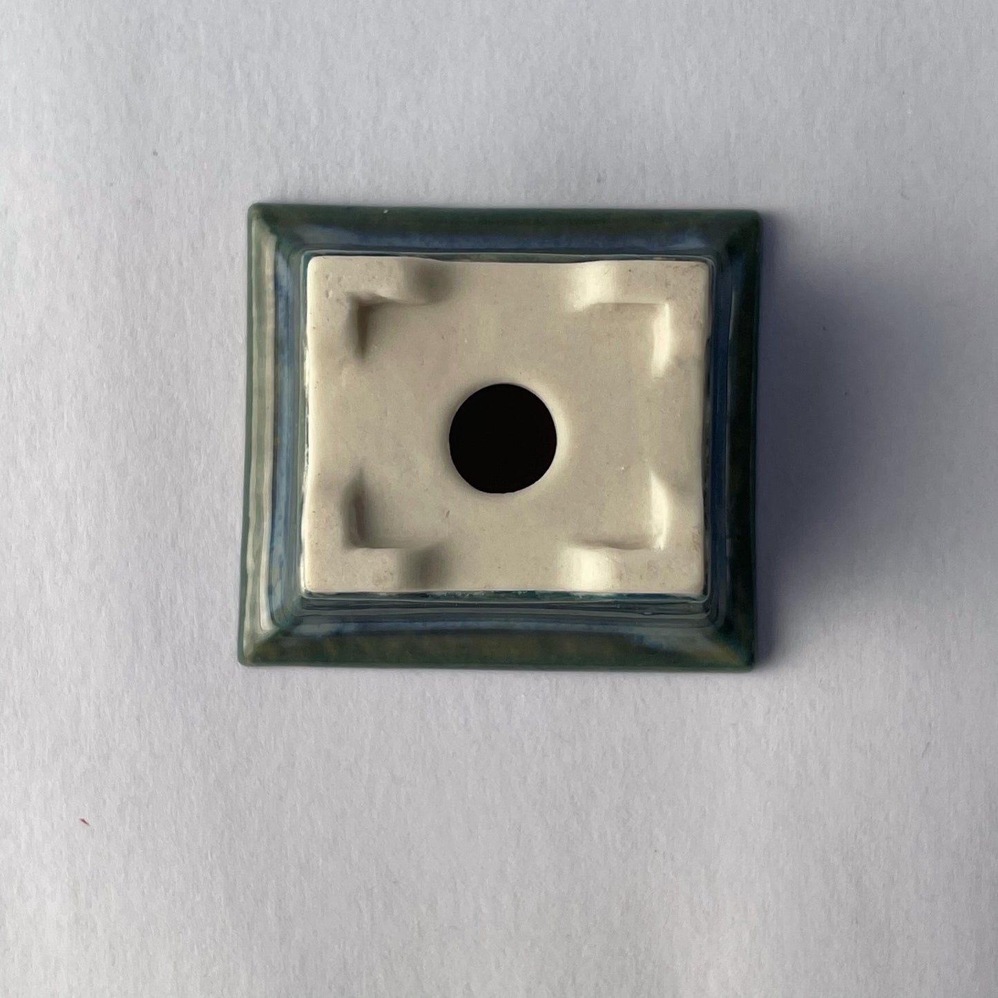 New! Tiny Embossed Rectangle Mame Bonsai Pot in Teal Pearl, Less than 1.5 inches long
