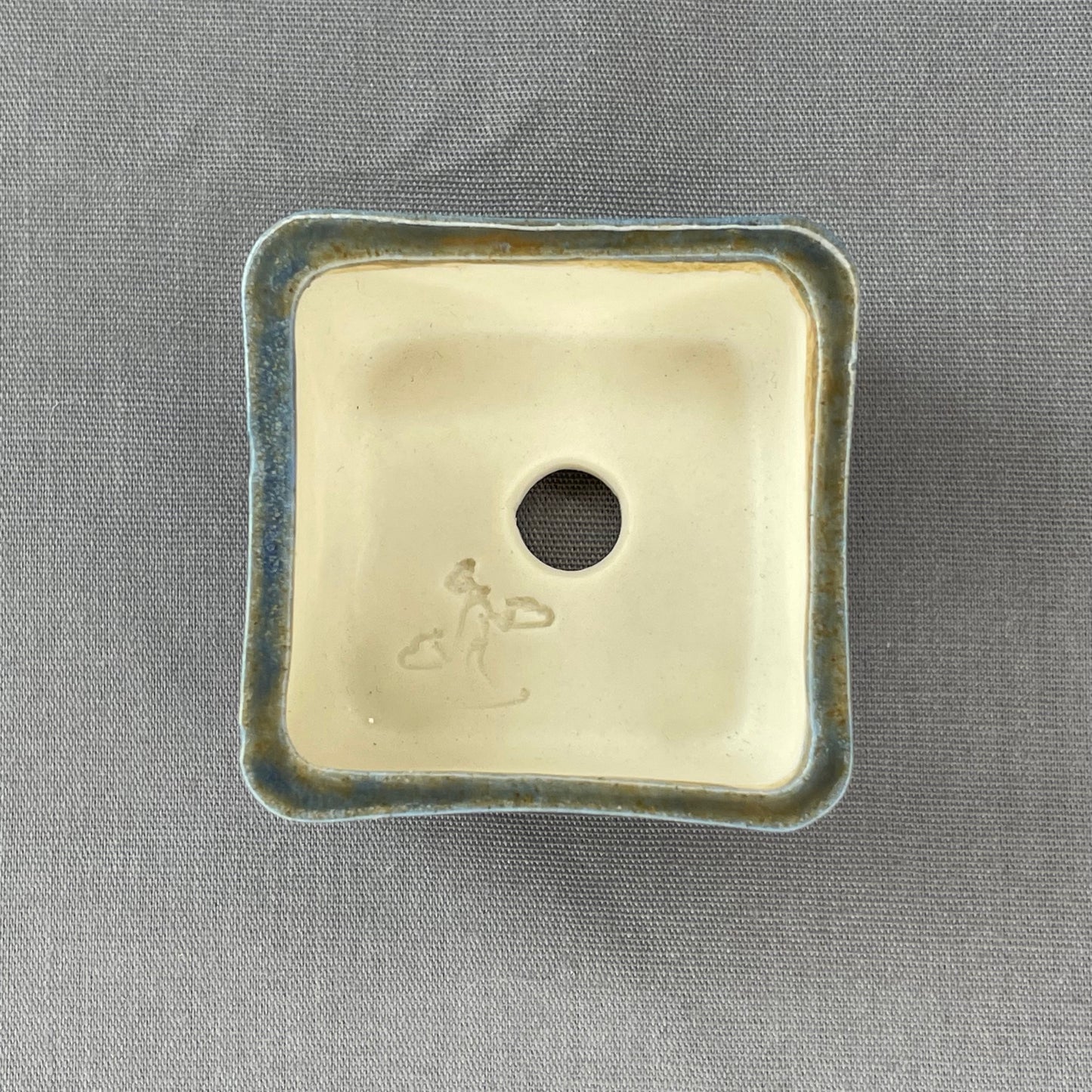 New! Tiny Square Mame Bonsai Pot in Deep Blue Champagne, Less than 1.5 inches wide