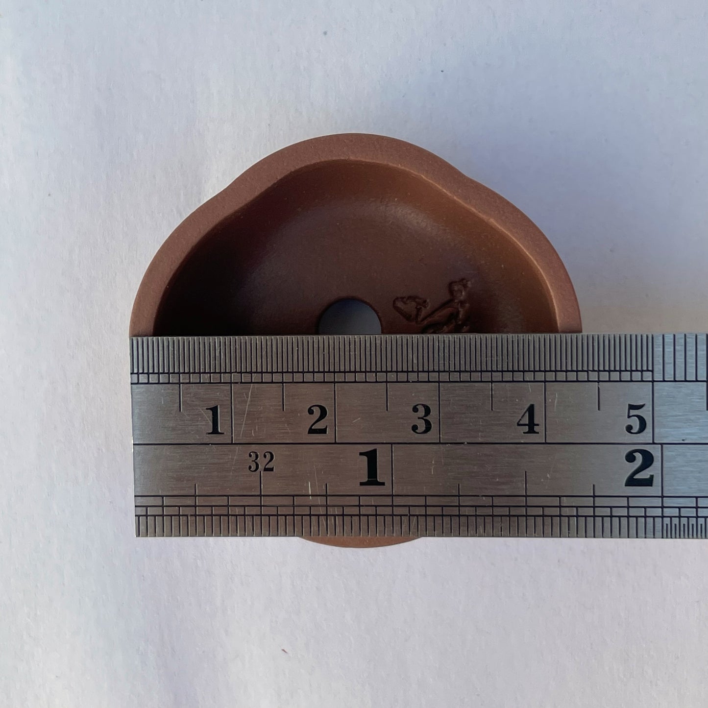 Tiny Rounded Oval Mame Bonsai Pot in Chocolate Porcelain, About 1.75 inches long