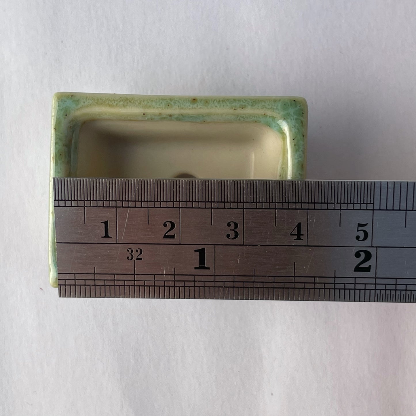 New! Tiny Rectangle Mame Bonsai Pot in Mint Chip, Only 1.5 inches long