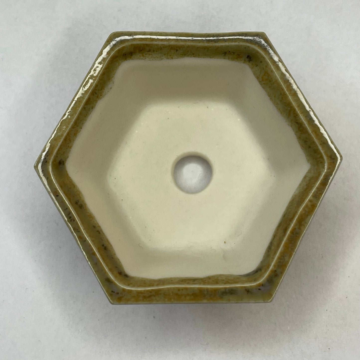 Tiny Hexagon Mame Bonsai Pot in Ash, Only 2.125 inches wide