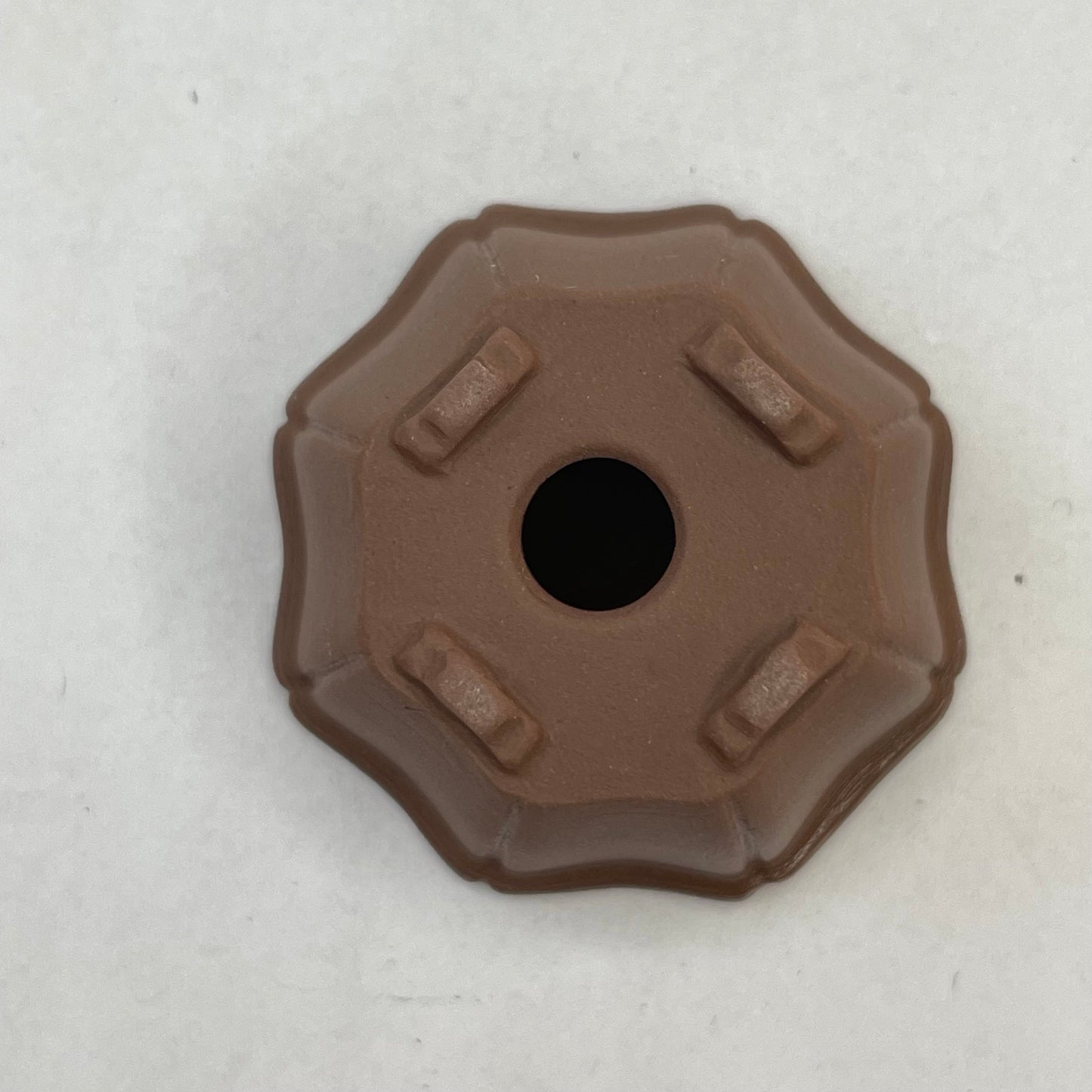 Tiny Unglazed Flower-Shaped Mame Bonsai Pot in Chocolate Porcelain, Less than 1.5 inches wide