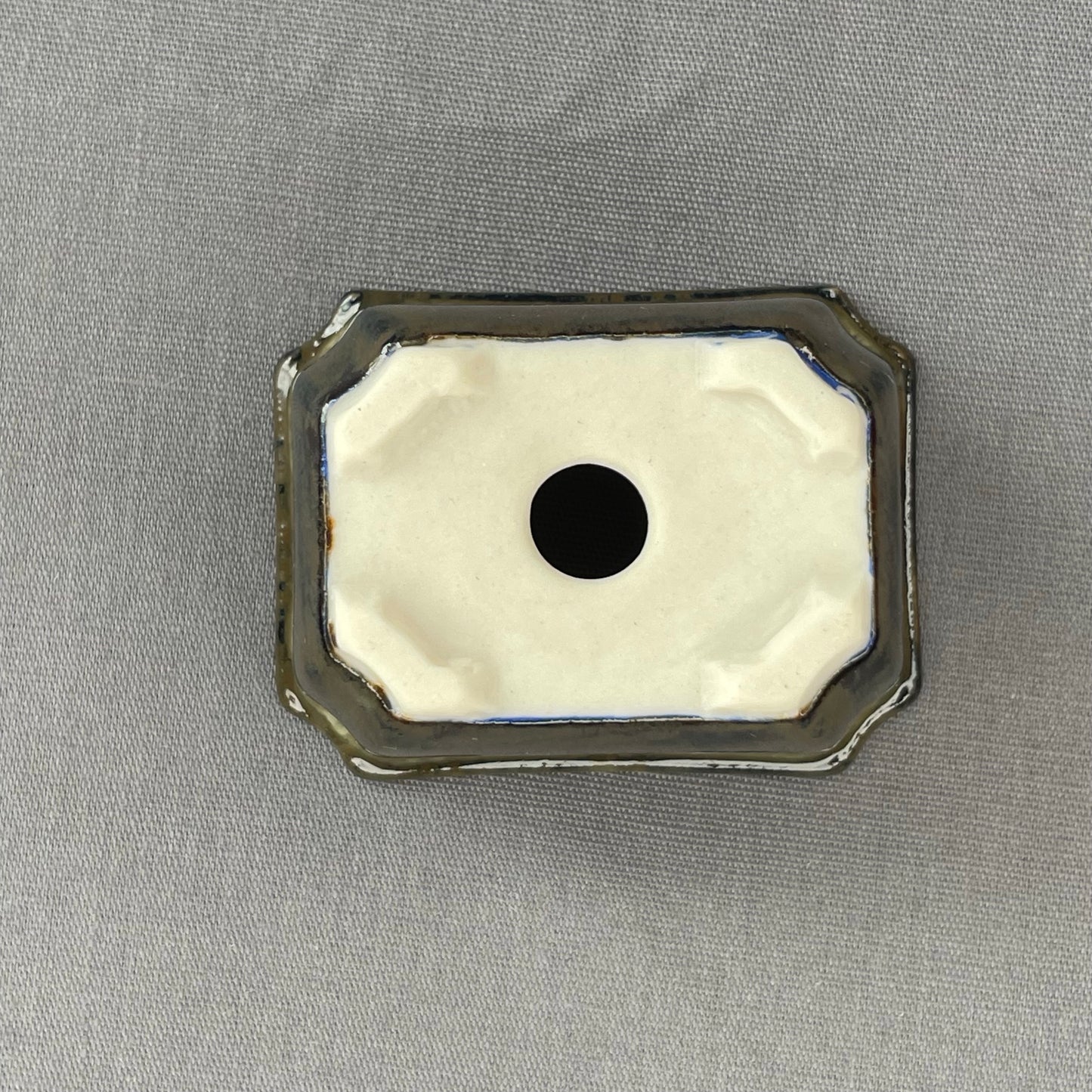New! Tiny Rectangle Mame Bonsai Pot in Dark Lustre, About 1.5 inches long