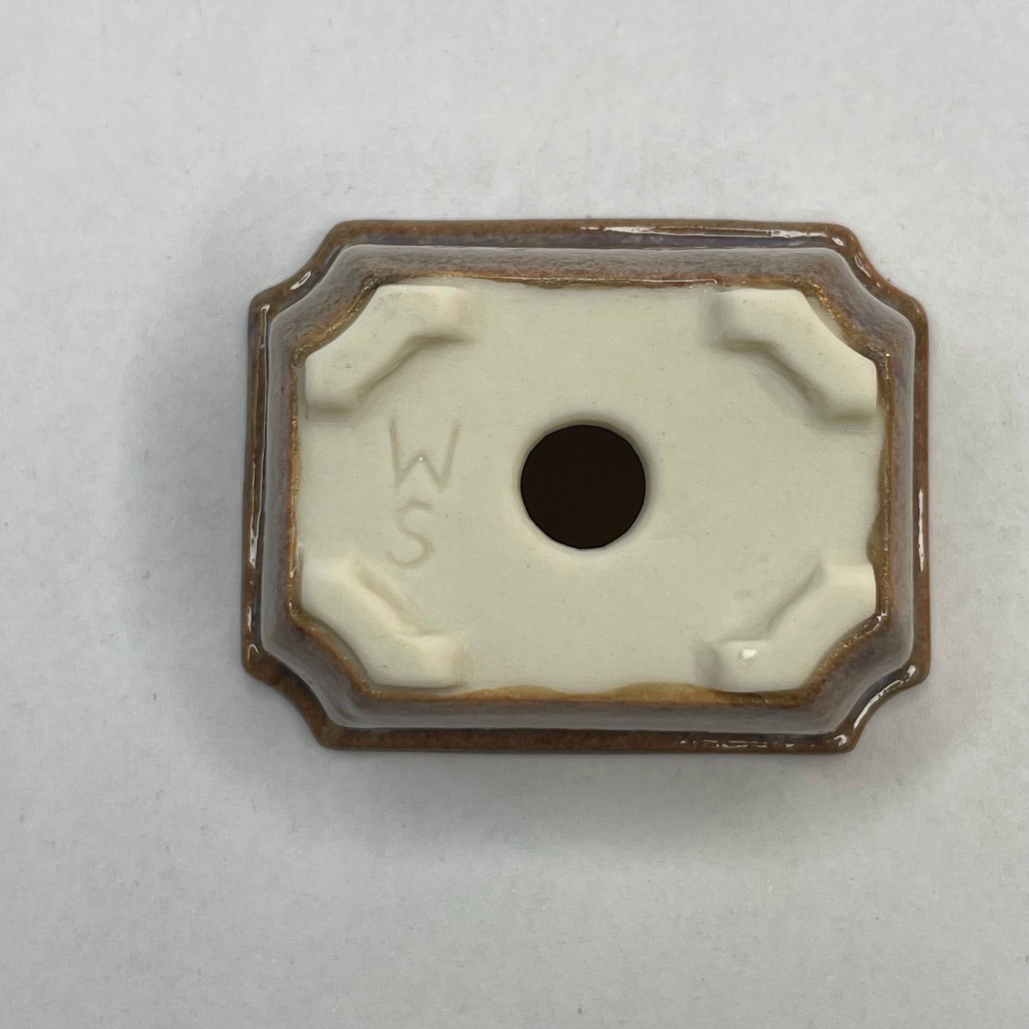 Tiny Scalloped Rectangle Mame Bonsai Pot in Red Pearl, Only 1.5 inches long