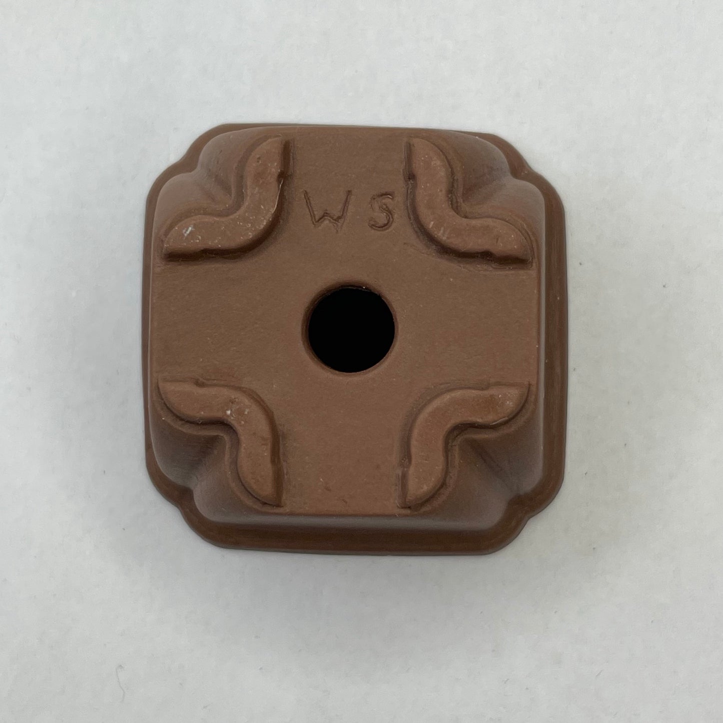 Tiny Square Mame Bonsai Pot in Chocolate Porcelain, About 1.5 inches wide