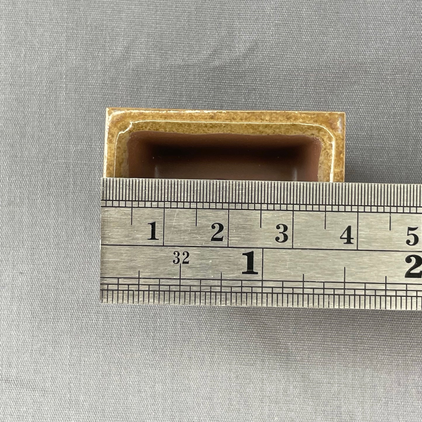 New! Tiny Flared Rectangle Mame Bonsai Pot in Micro Champagne, Less than 1.5 inches wide