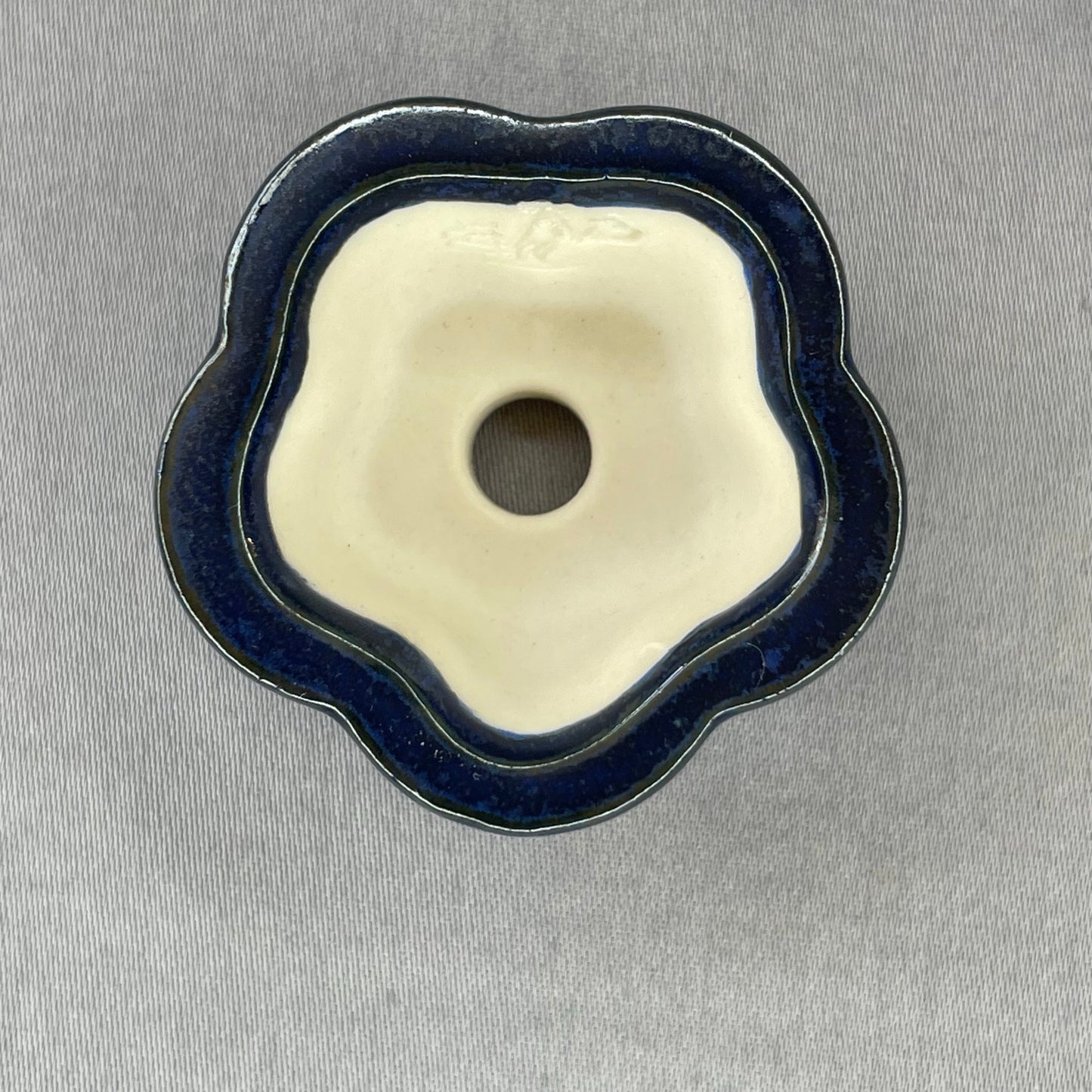 Brand-New! Tiny Flower-Shaped Mame Bonsai Pot in Galaxy Blue, Less than 1.5 inches wide