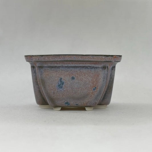 New! Tiny Square Mame Bonsai Pot in Lavender Aster, About 1.5 inches wide