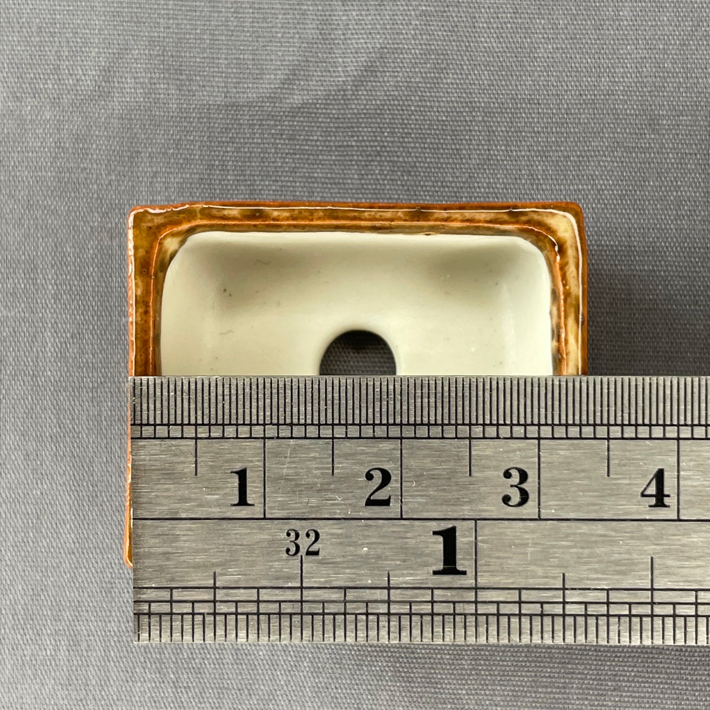 New! Tiny Rectangle Mame Bonsai Pot in Leopard, Less than 1.5 inches long