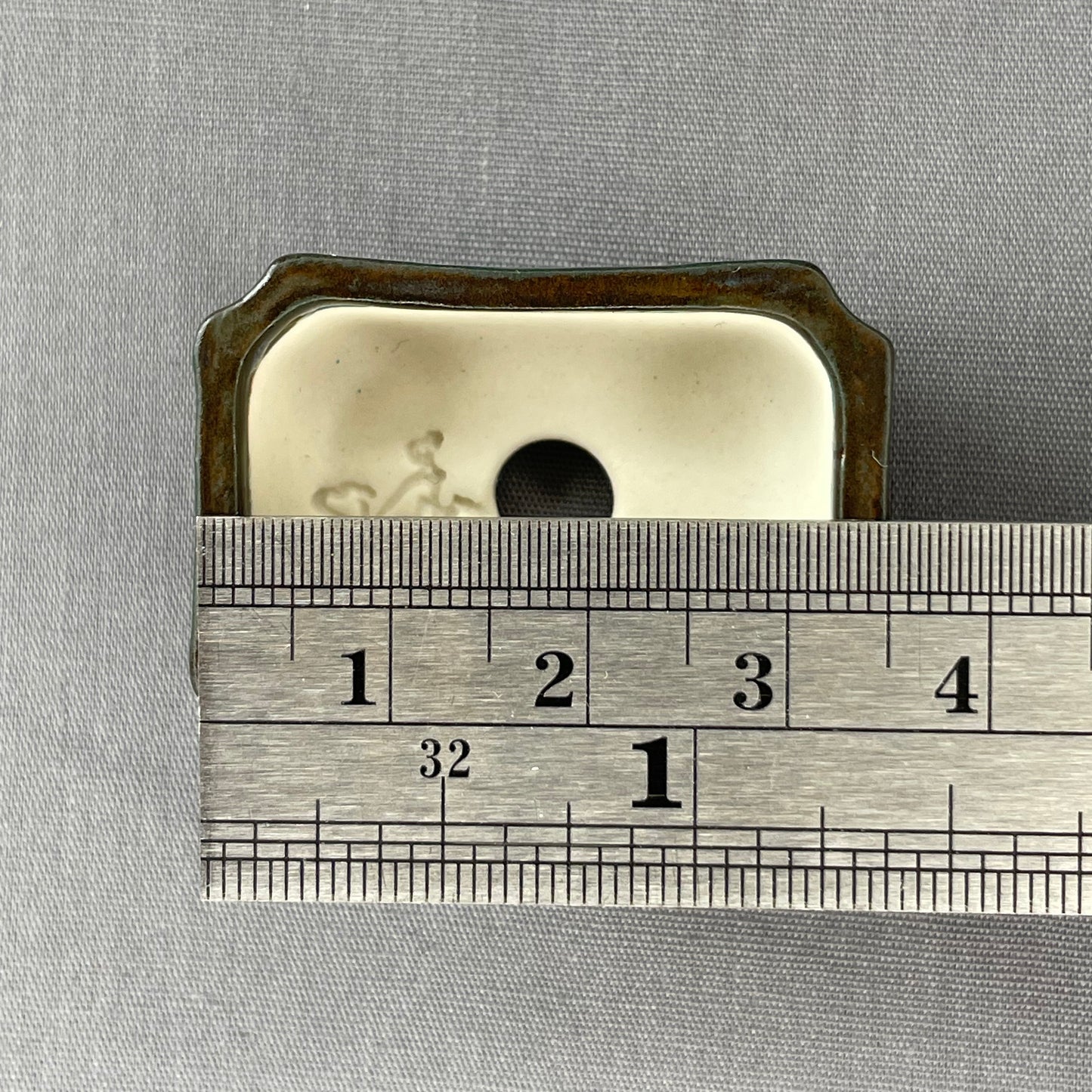 New! Tiny Rectangle Mame Bonsai Pot in Dark Opal Lustre, Less than 1.5 inches wide