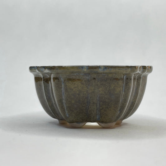 Tiny Flower-Shaped Mame Bonsai Pot in Black Pearl, Only 1.5 inches wide