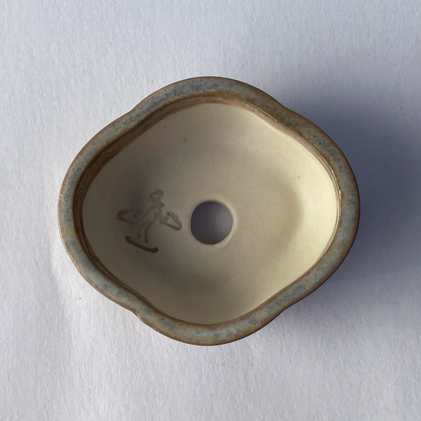 New! Tiny Rounded Oval Mame Bonsai Pot in Gray Pearl, Less than 1.75 inches long