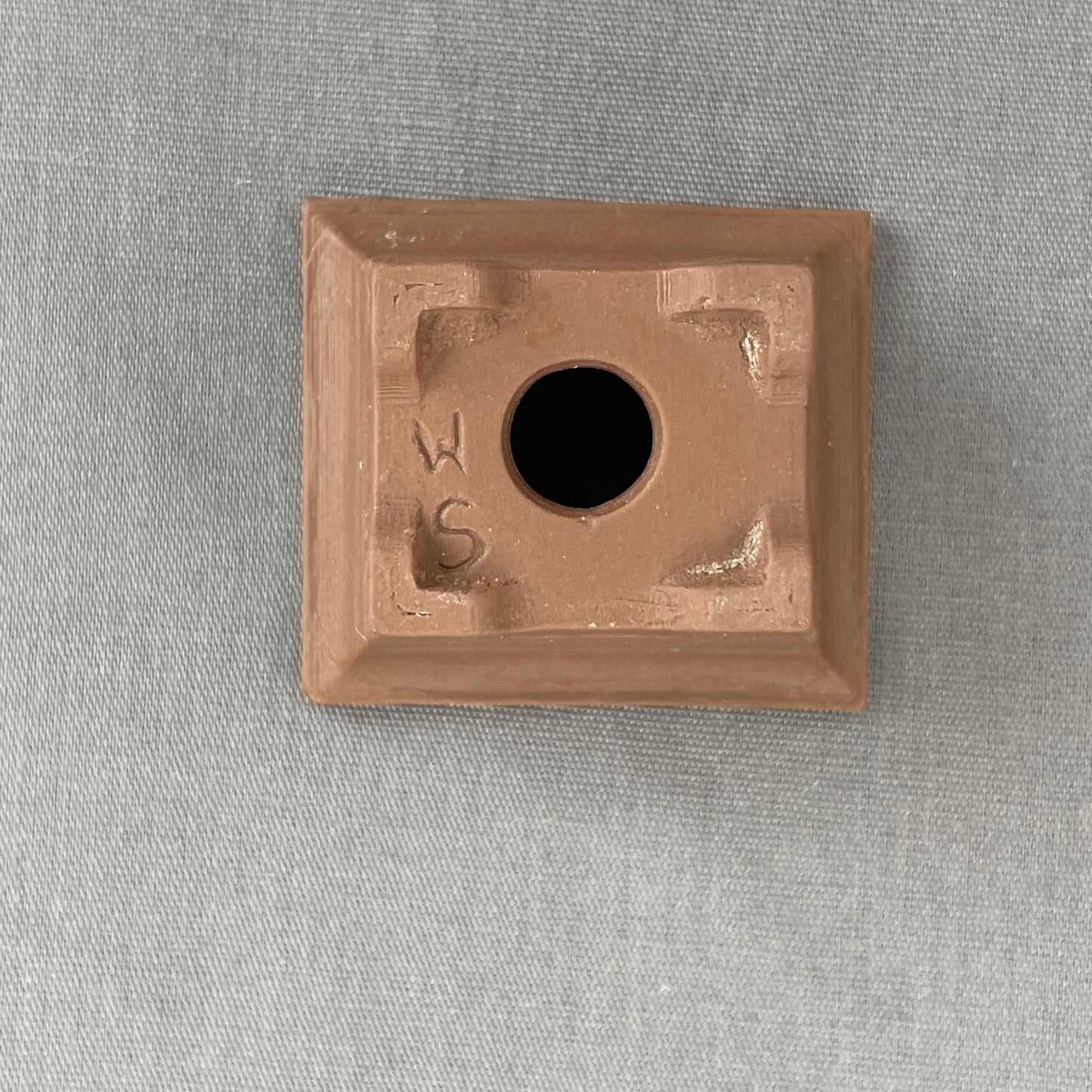Tiny Embossed Rectangle Mame Bonsai Pot in Chocolate Porcelain, Less than 1.5 inches long