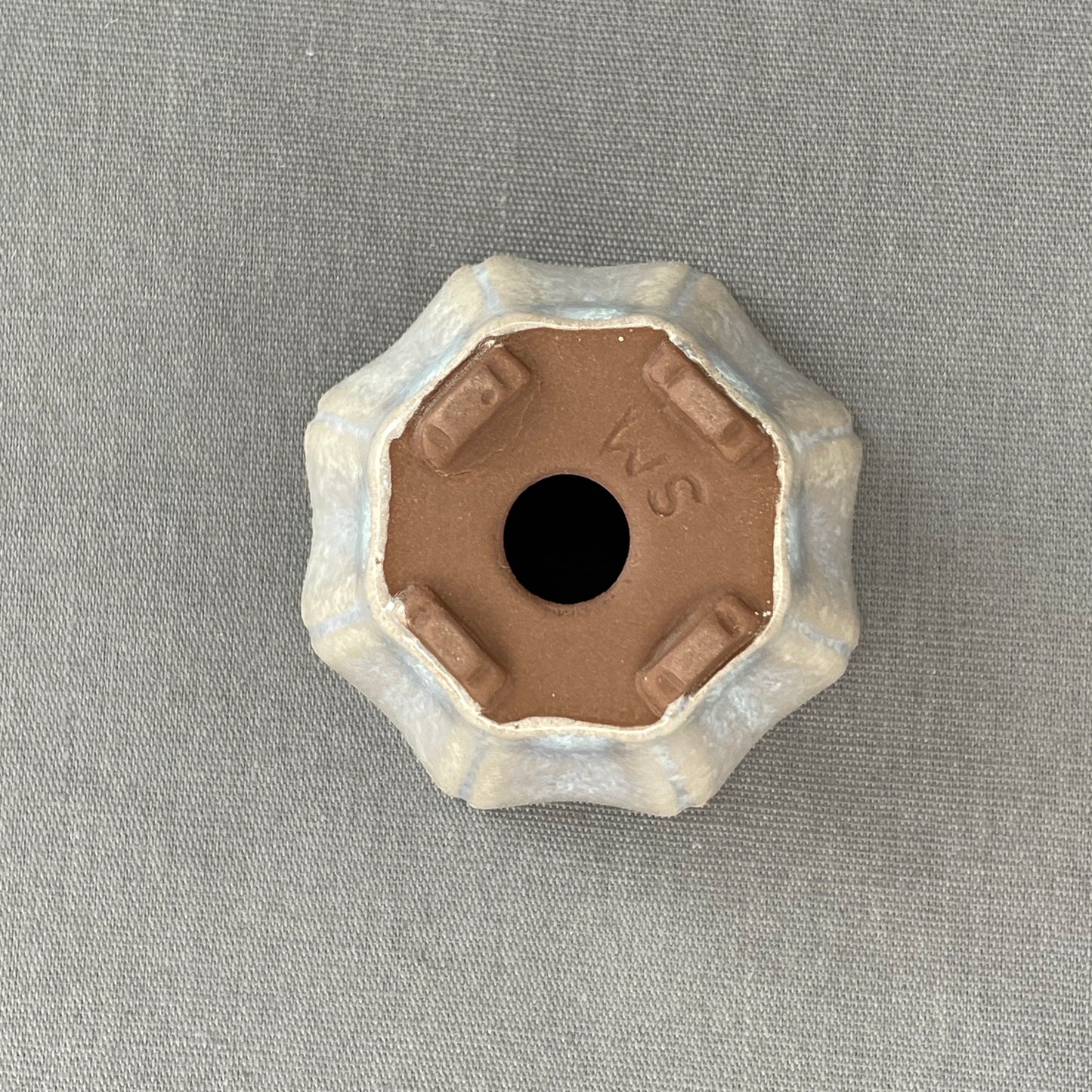 New! Tiny Flower-Shaped Mame Bonsai Pot in Matte Micro Pearl, Less than 1.25 inches wide