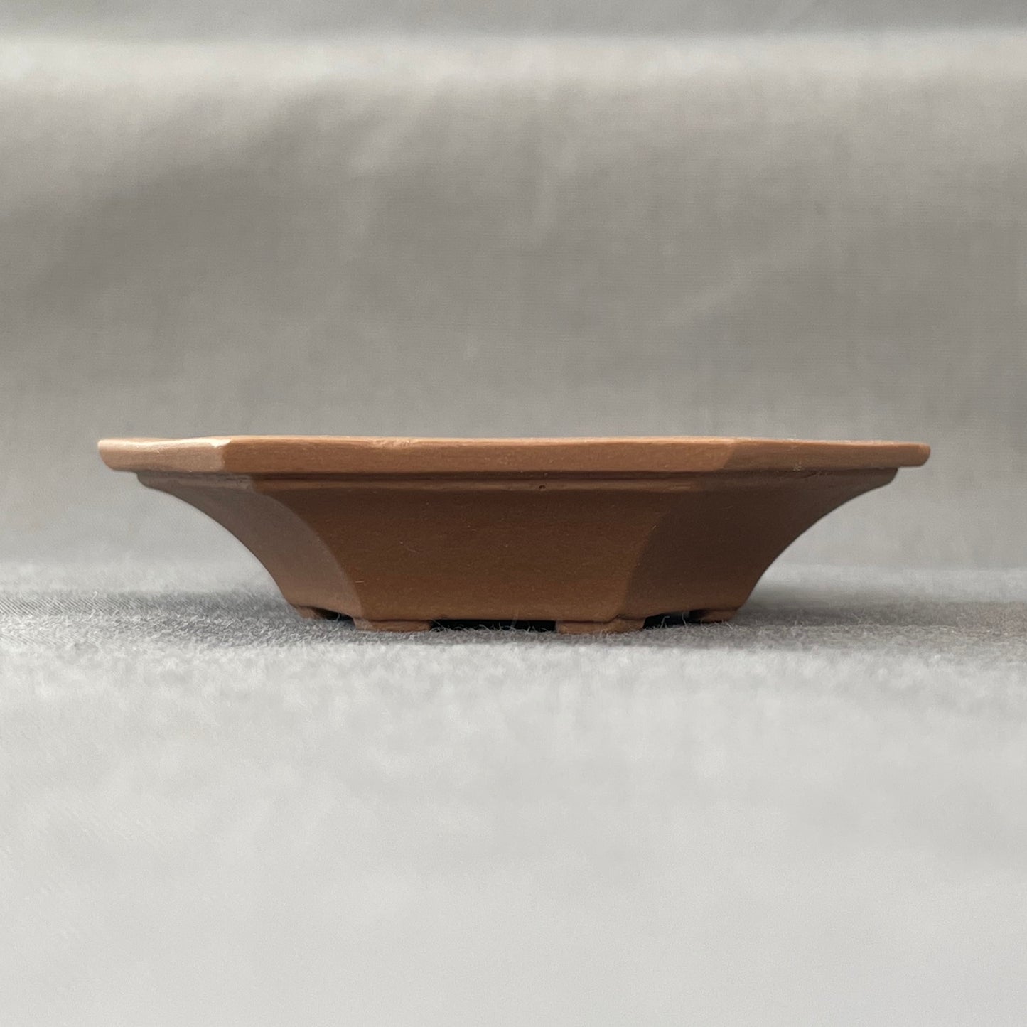 Tiny Shallow Hexagon Mame Bonsai Pot in Chocolate Porcelain, About 2.5 inches wide