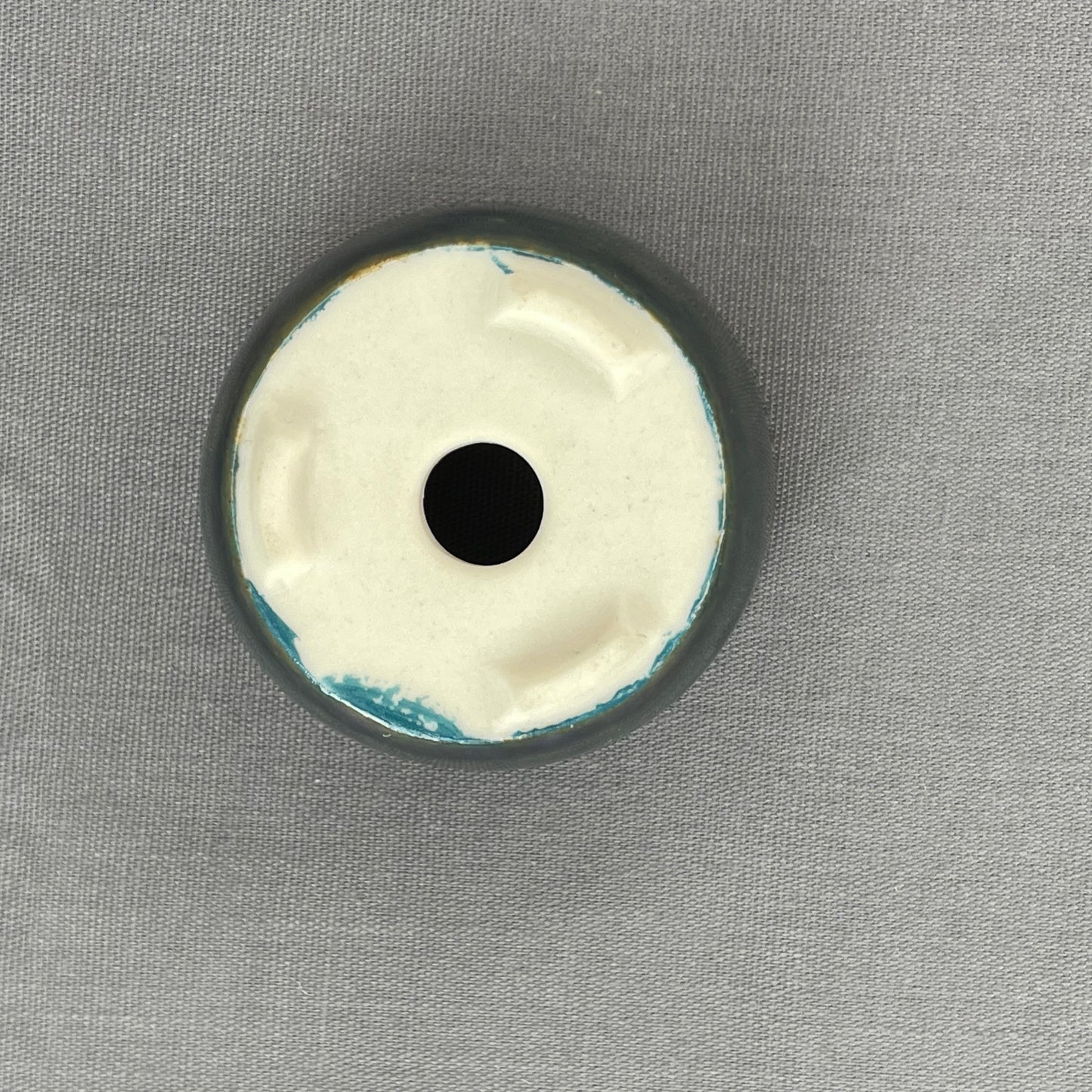 New! Tiny Round Mame Bonsai Pot in Dark Teal Ash, Less than 1.25 inches wide