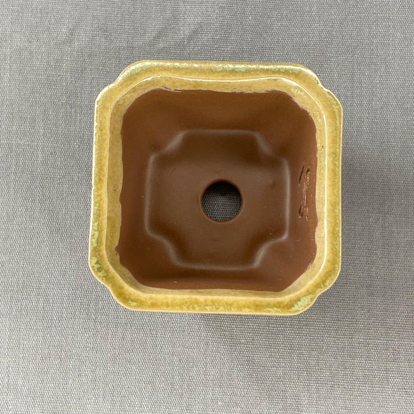 New! Tiny Square Mame Bonsai Pot in Matte Micro Jade, About 1.5 inches wide