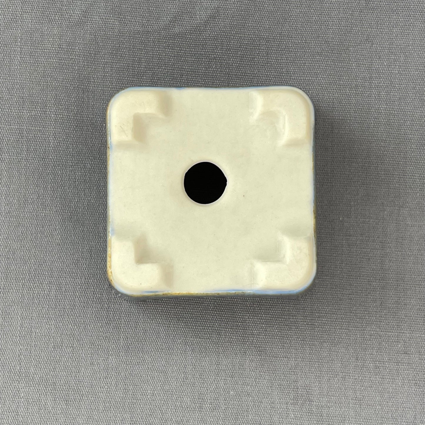 New! Tiny Square Mame Bonsai Pot in Deep Blue Champagne, Less than 1.5 inches wide